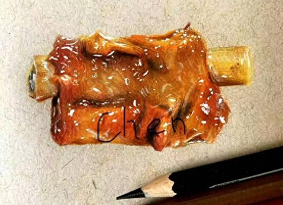 手绘美食
,螃蟹、糖醋排骨、冰淇淋...95后英语老师手绘美食太逼真 馋得人流口水图2